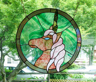 Stained glass unicorn
