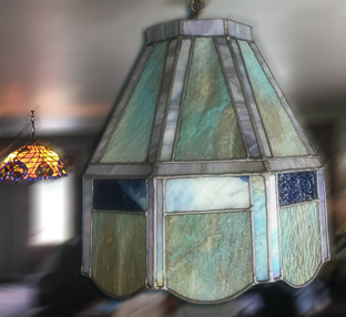 Leaded glass blue ceiling lamp 